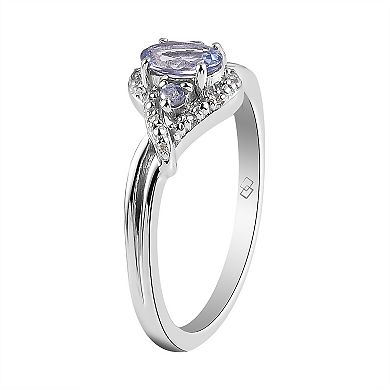 Sterling Silver Tanzanite & White Topaz Ring