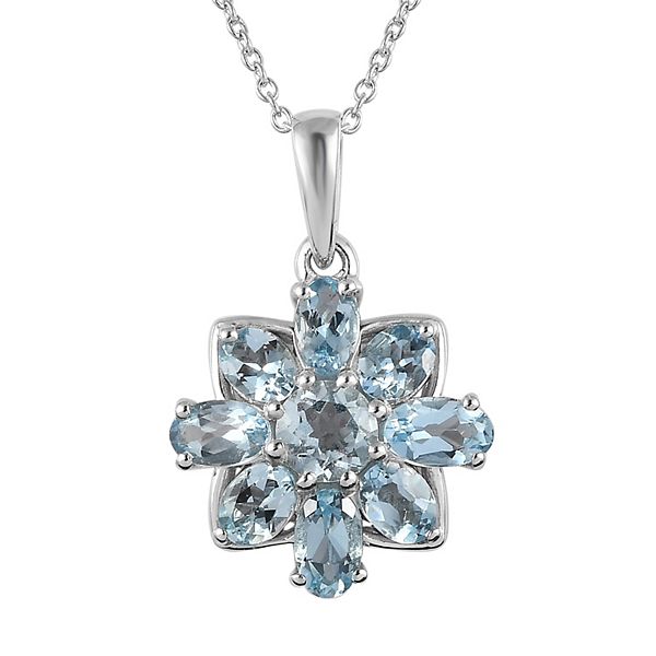 Sterling Silver Aquamarine Pendant Necklace