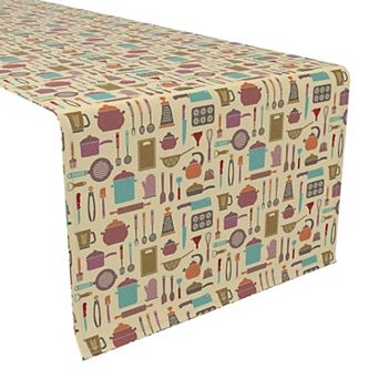 Table Runner, 100% Polyester, 12x72", Retro in the Kitchen