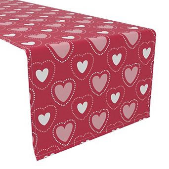 Table Runner, 100% Polyester, 14x108", Hearts in Stitches