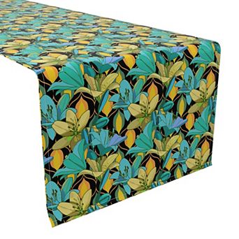 Table Runner, 100% Cotton, 16x90", Floral 90
