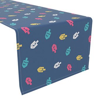 Table Runner, 100% Polyester, 12x72", Simple Dreidel Toss
