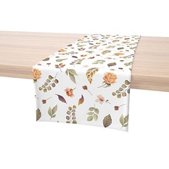 Table Runner, 100% Cotton, 16x90", Falling Leaves & Flowers
