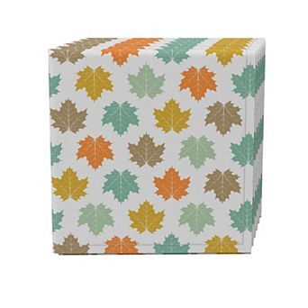 Napkin Set of 4, 100% Cotton, 20x20", Maple Leaves Style