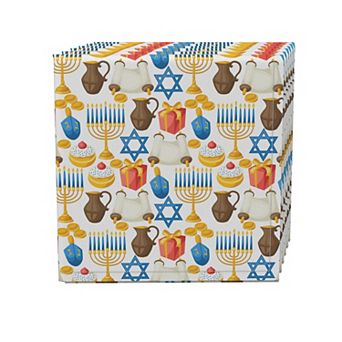 Napkin Set, 100% Polyester, Set of 4, 18x18", Menorah Memories