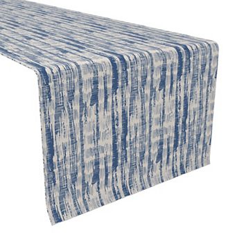 Table Runner, 100% Polyester, 12x72", Blue Batik Stripe