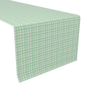 Table Runner, 100% Cotton, 16x72", Vintage Green Check