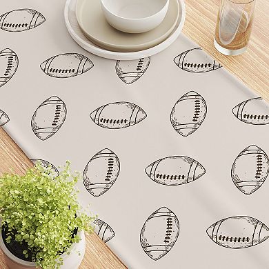 Table Runner, 100% Cotton, 16x108", Football Sketch