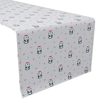 Table Runner, 100% Cotton, 16x90", Christmas Penguins