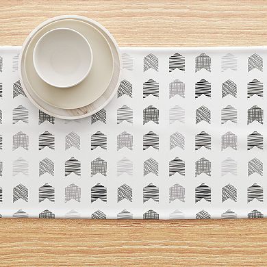 Table Runner, 100% Polyester, 12x72", Grey Geometric Arrows