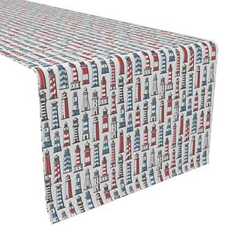 Table Runner, 100% Polyester, 12x72", Retro Lighthouses
