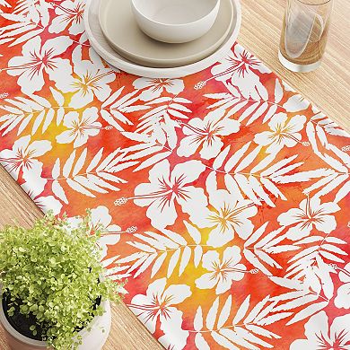 Table Runner, 100% Polyester, 12x72", Hibiscus Island Style