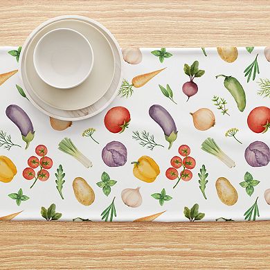 Table Runner, 100% Polyester, 14x108", Garden Vegetables