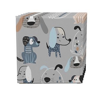 Napkin Set, 100% Polyester, Set of 4, 18x18", Cartoon Pets