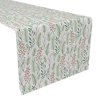 Table Runner, 100% Cotton, 16x108", Merry Berries & Branches