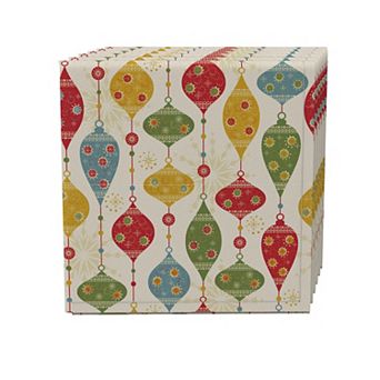 Napkin Set of 4, 100% Cotton, 20x20", Ornament Illustration