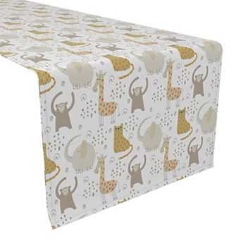 Table Runner, 100% Polyester, 14x108", Jungle Animals Drawing