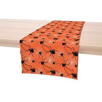 Table Runner, 100% Polyester, 14x108", Halloween Spiders Web