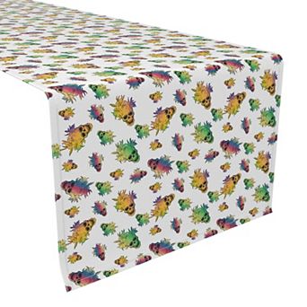 Table Runner, 100% Polyester, 14x108", Orchid Rocker Skulls