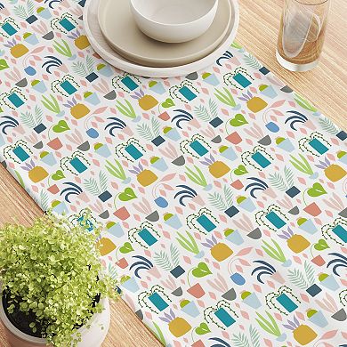Table Runner, 100% Cotton, 16x108", Houseplant Collection