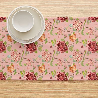 Table Runner, 100% Cotton, 16x90", Hydrangea Blossom