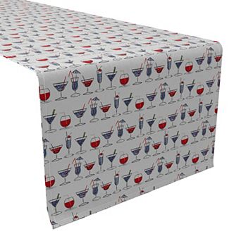 Table Runner, 100% Cotton, 16x72", Cocktails in Hand