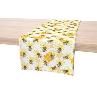 Table Runner, 100% Cotton, 16x72", Honey Bee Sketch