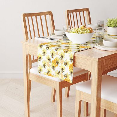 Table Runner, 100% Cotton, 16x72", Honey Bee Sketch
