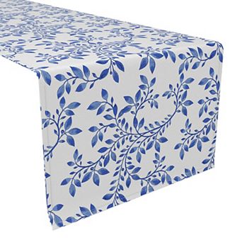 Table Runner, 100% Polyester, 14x108", Swirly Blue Vines