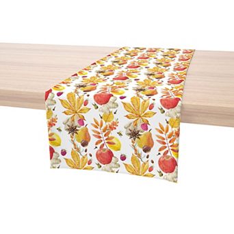 Table Runner, 100% Polyester, 14x108", Fall Time Fruits & Leaves