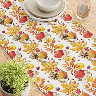 Table Runner, 100% Polyester, 14x108", Fall Time Fruits & Leaves