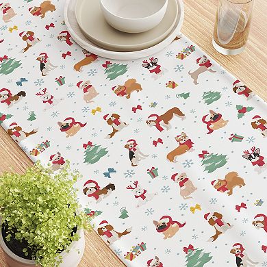 Table Runner, 100% Cotton, 16x72", Holiday Dogs