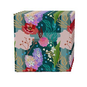Napkin Set of 4, 100% Cotton, 20x20", Floral 89