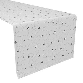 Table Runner, 100% Cotton, 16x90", Airplane Route Design