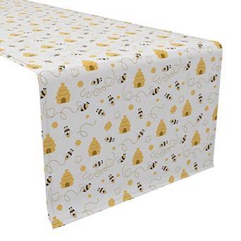 Table Runner, 100% Cotton, 16x72", Bees & Bee hives