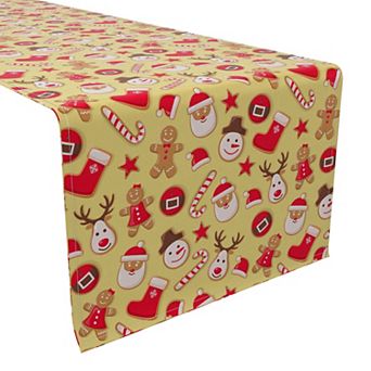 Table Runner, 100% Cotton, 16x90", Merry Holiday Cookies