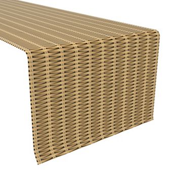 Table Runner, 100% Polyester, 14x108", Cane Weave Baskets