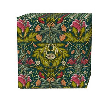 Napkin Set of 4, 100% Cotton, 20x20", Floral 45