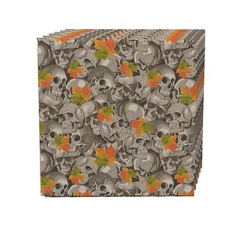 Napkin Set, 100% Polyester, Set of 4, 18x18", Steel Fall Skulls