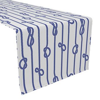 Table Runner, 100% Cotton, 16x90", Vertical Rope Knot Stripe