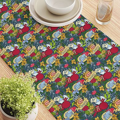 Table Runner, 100% Polyester, 14x108", Happy Jewish New Year