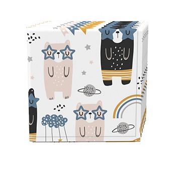 Napkin Set, 100% Polyester, Set of 4, 18x18", Bears, Rainbows & Stars