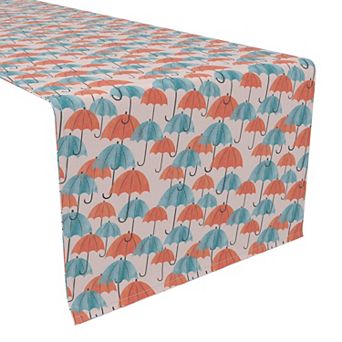Table Runner, 100% Cotton, 16x72", Umbrellas Up