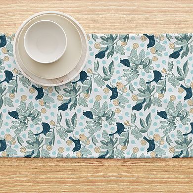 Table Runner, 100% Cotton, 16x108", Fig Trees & Birds