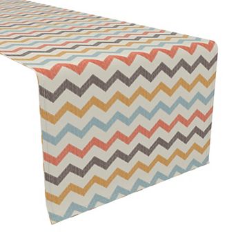 Table Runner, 100% Cotton, 16x90", Chevron Illustration