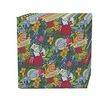 Napkin Set, 100% Polyester, Set of 4, 18x18", Happy Jewish New Year