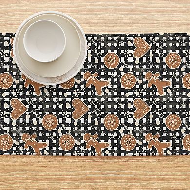Table Runner, 100% Polyester, 14x108", Gingerbread Plaid