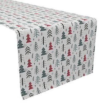 Table Runner, 100% Cotton, 16x90", Christmas Tree Doodle