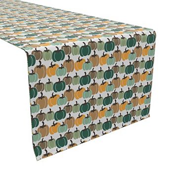 Table Runner, 100% Cotton, 16x90", Colorful Pumpkins Stripe