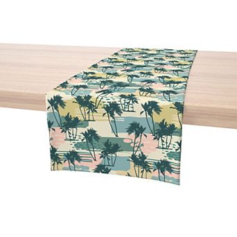 Table Runner, 100% Cotton, 16x90", Island Illustration